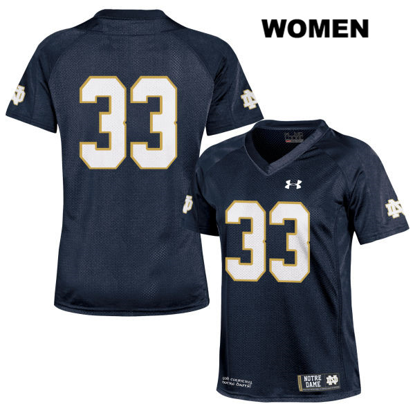 Women's NCAA Notre Dame Fighting Irish #33 Keenan Sweeney Stitched College Under Armour Authentic Navy No Name Football Jersey CA10S68WO